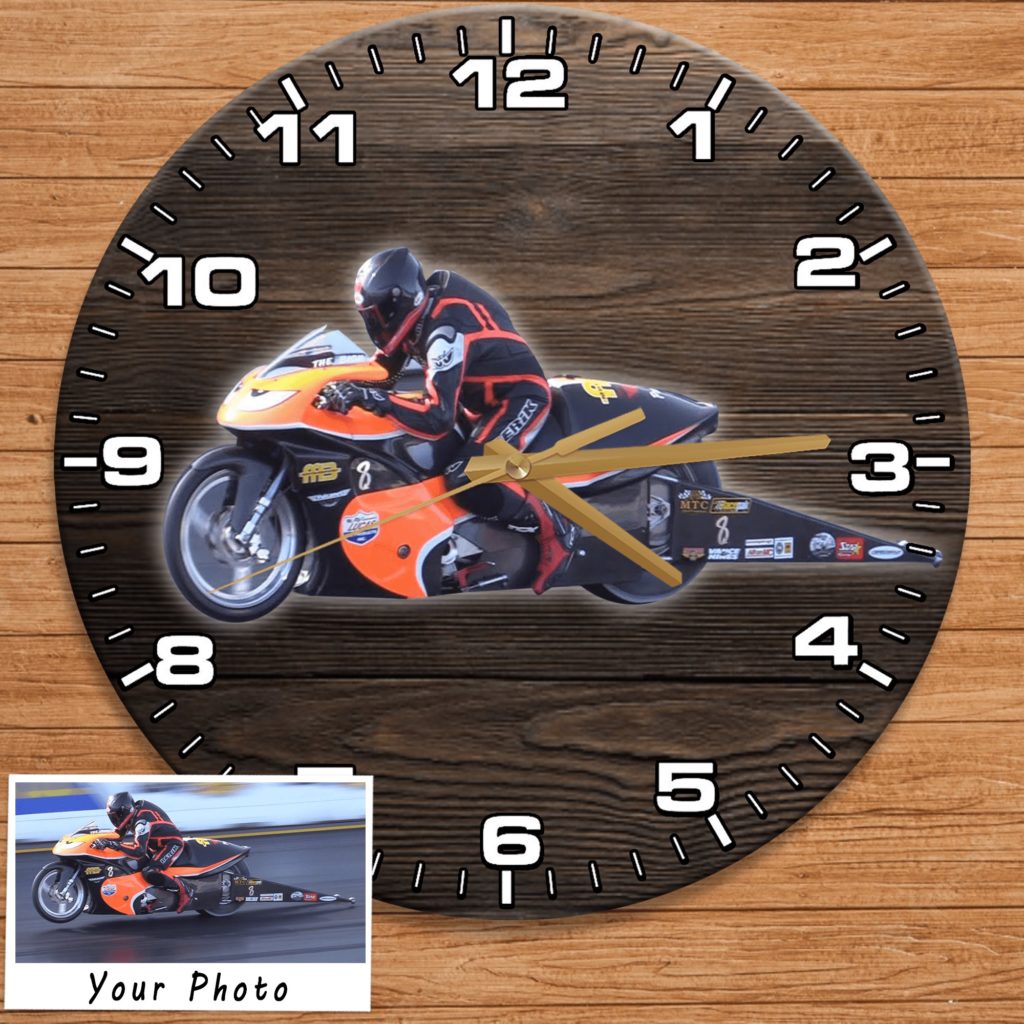 Personalized Photo Drag Racing Wooden Wall Clock – Kool-Kool