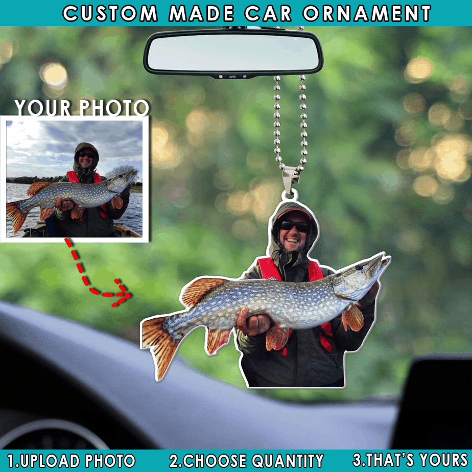 Personalized Photo Fishing Car Hanging Ornament, Car Decor, Car Accessories  – Kool-Kool