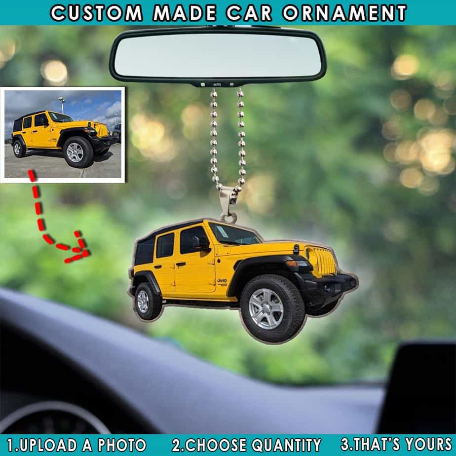 Personalized Photo Jeep Car Hanging Ornament, Car Decor, Car