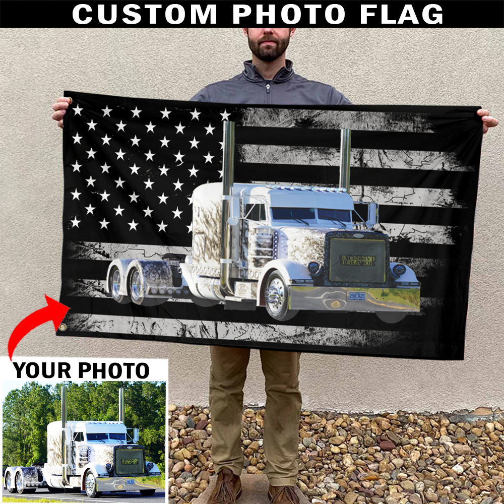 Big Rig Flags Personalized Photo Big Truck Semi Truck American Flag (AmericanFlag02 ...