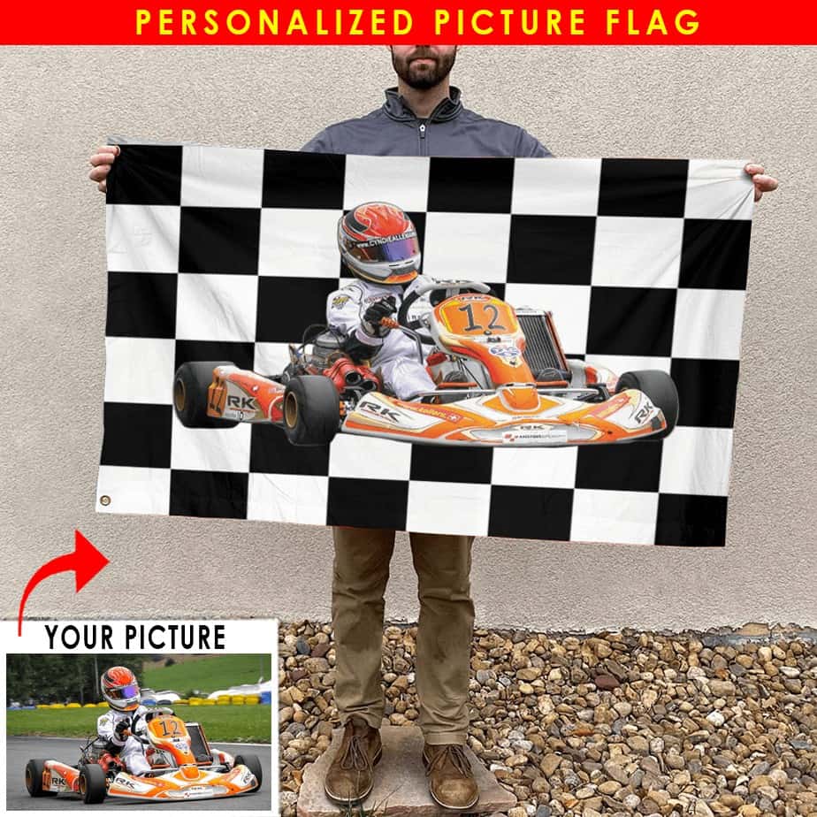 Personalized Photo Go Kart Checkered Flag KoolKool