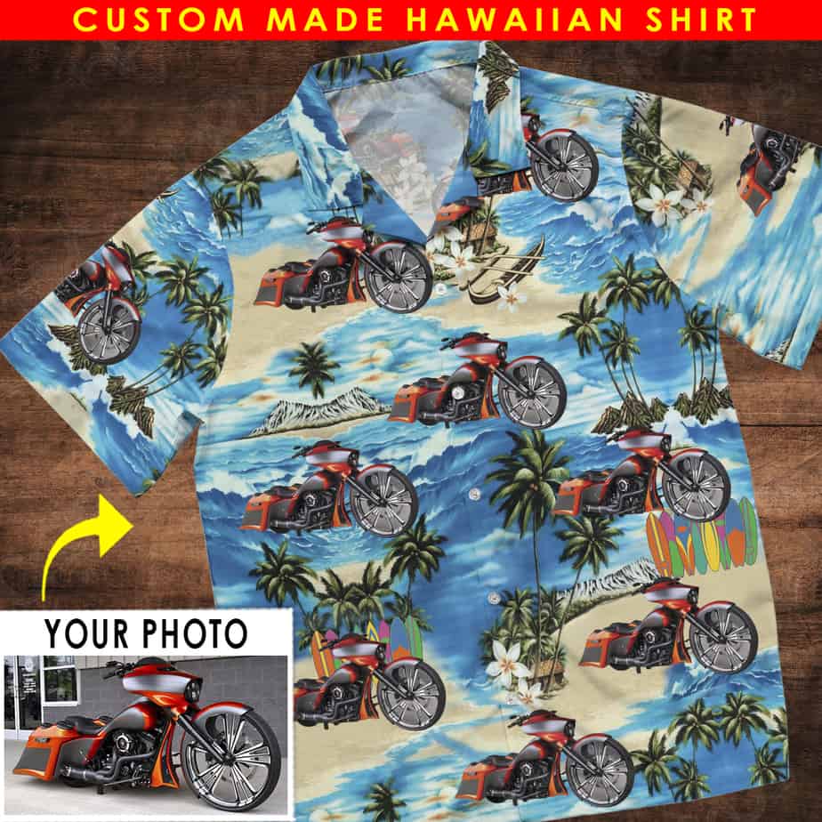 Skull Biker Style Hawaiian Shirt, Cyclist Hawaii Shirt Sold By Lavender
