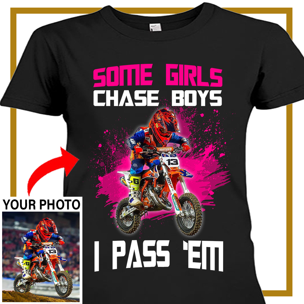 Personalized Photo Motorcross T-shirt, Xmas birthday gifts For Dirt bike  Kids, Women(CA1)