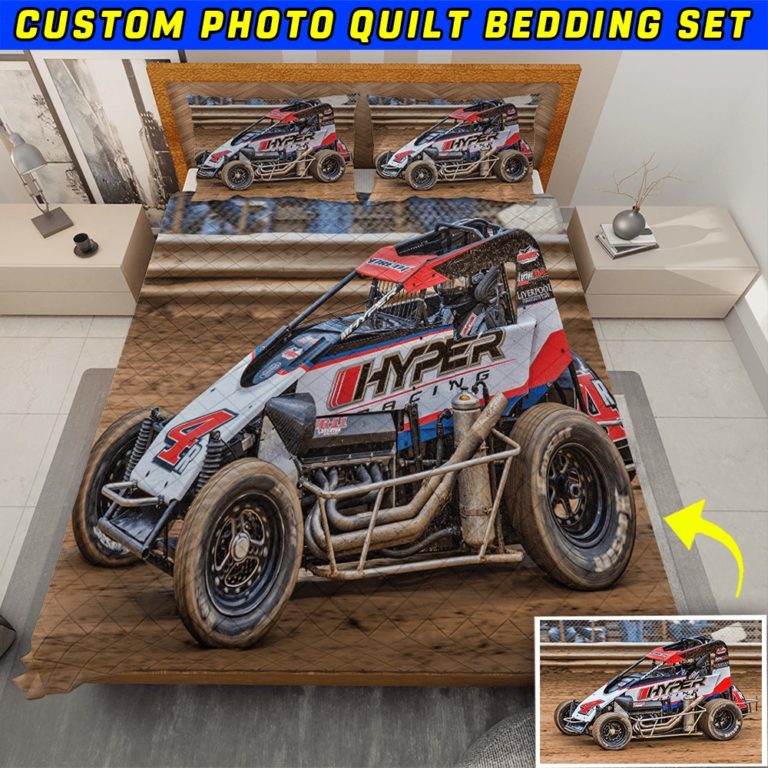 Dirt Track Racing Modified Bedding Set Pink – Custom Motorsports Duvet Cover & Pillowcases
