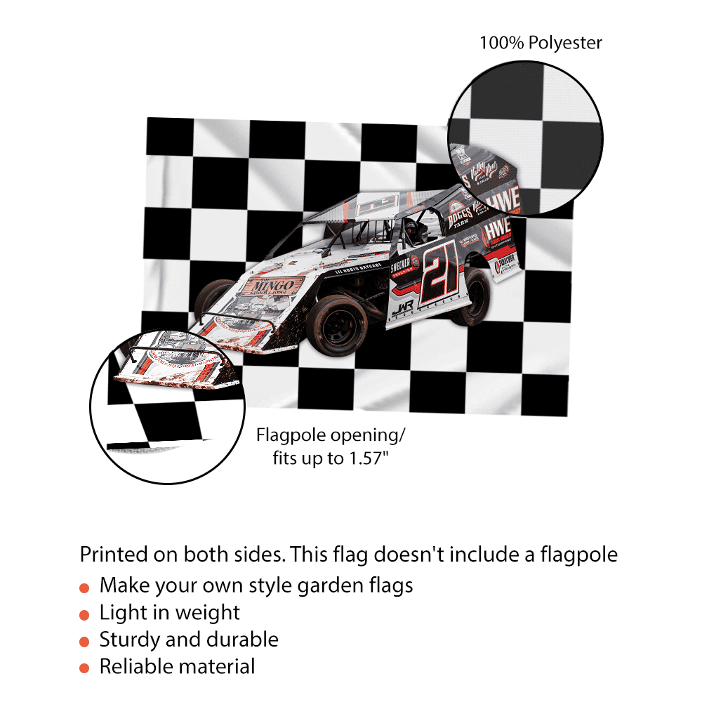 Personalized Dirt Track Racing Checkered Flag; Late models dirt