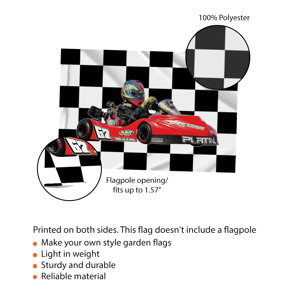 Track House Racing Flags Personalized Go Kart Checkered Flag; Karting custom photo Checkered ...
