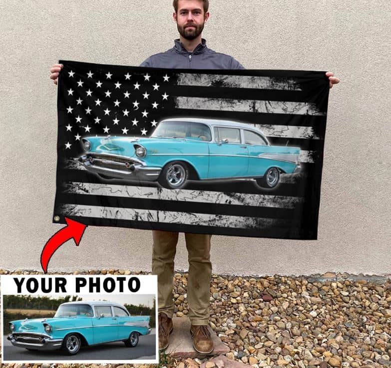 Personalized Photo Classic Car Hot Rod American House Flag (CTML