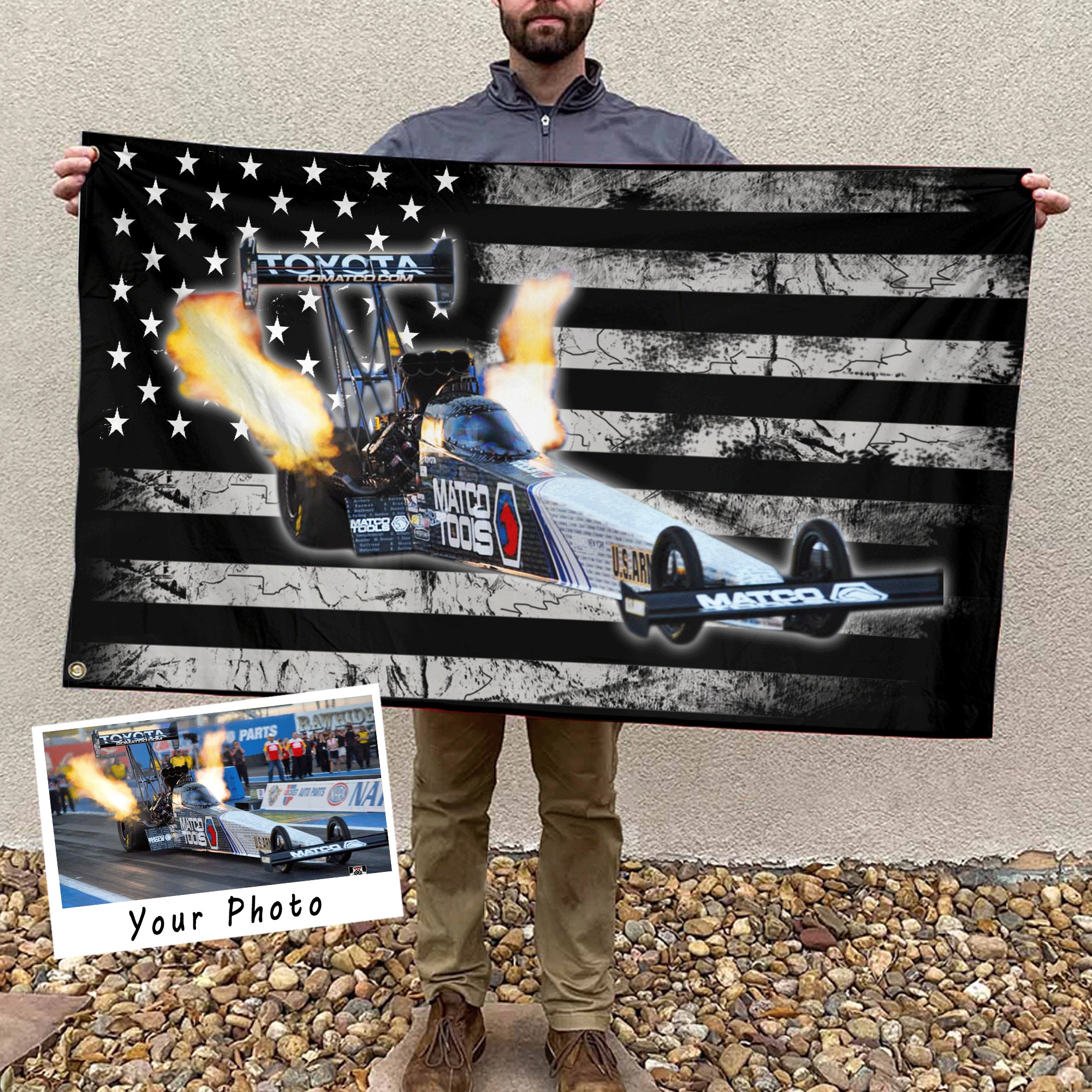 Personalized Photo Drag Racing American Flag – Kool-Kool