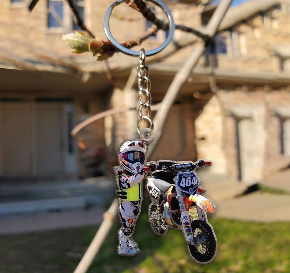 Motocross Personalized Photo Wooden Keychain – Kool-Kool