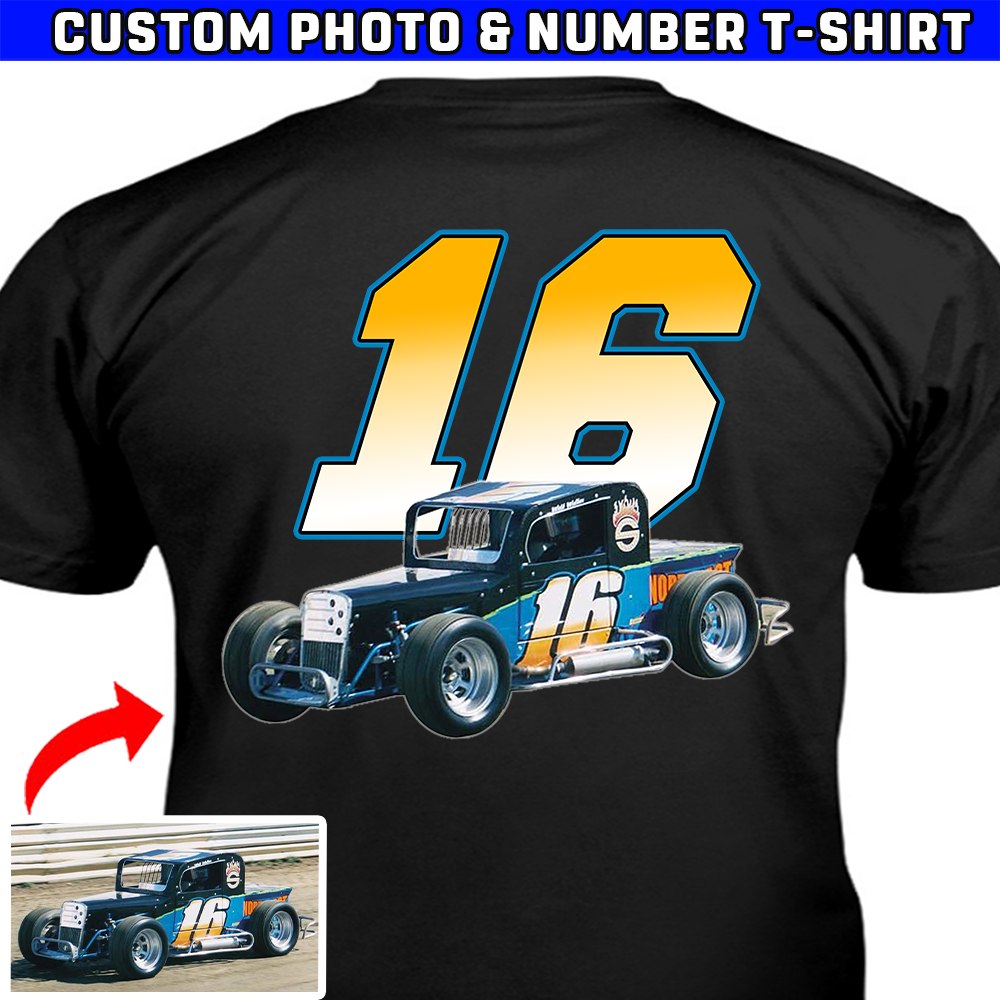 Dirt Track Racing Dirt Go kart Personalized Photo Number T shirt