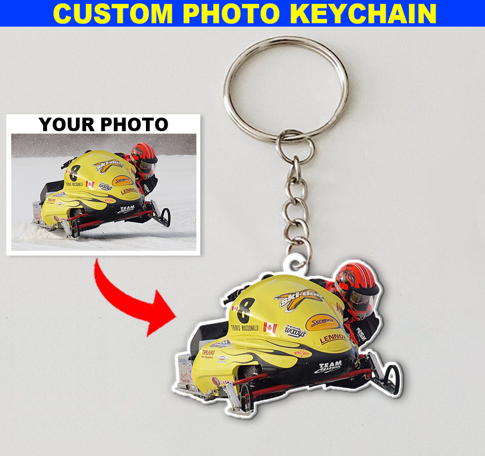 Snowmobile Personalized Photo Keychain KoolKool
