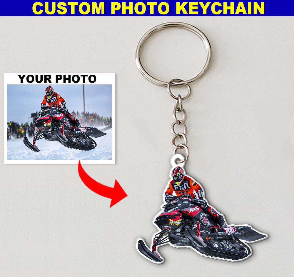 Snowmobile Personalized Photo Keychain KoolKool