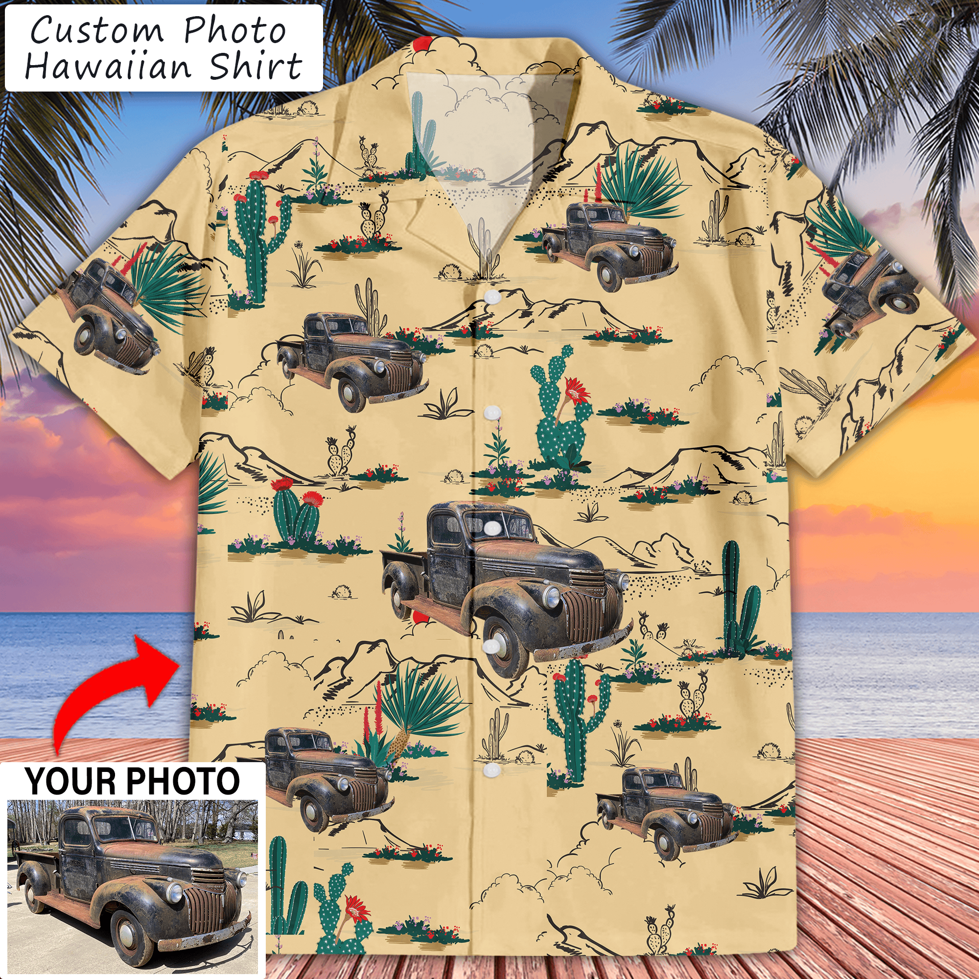 Personalized Classic Truck Hawaiian Shirt, Custom photo Chevy