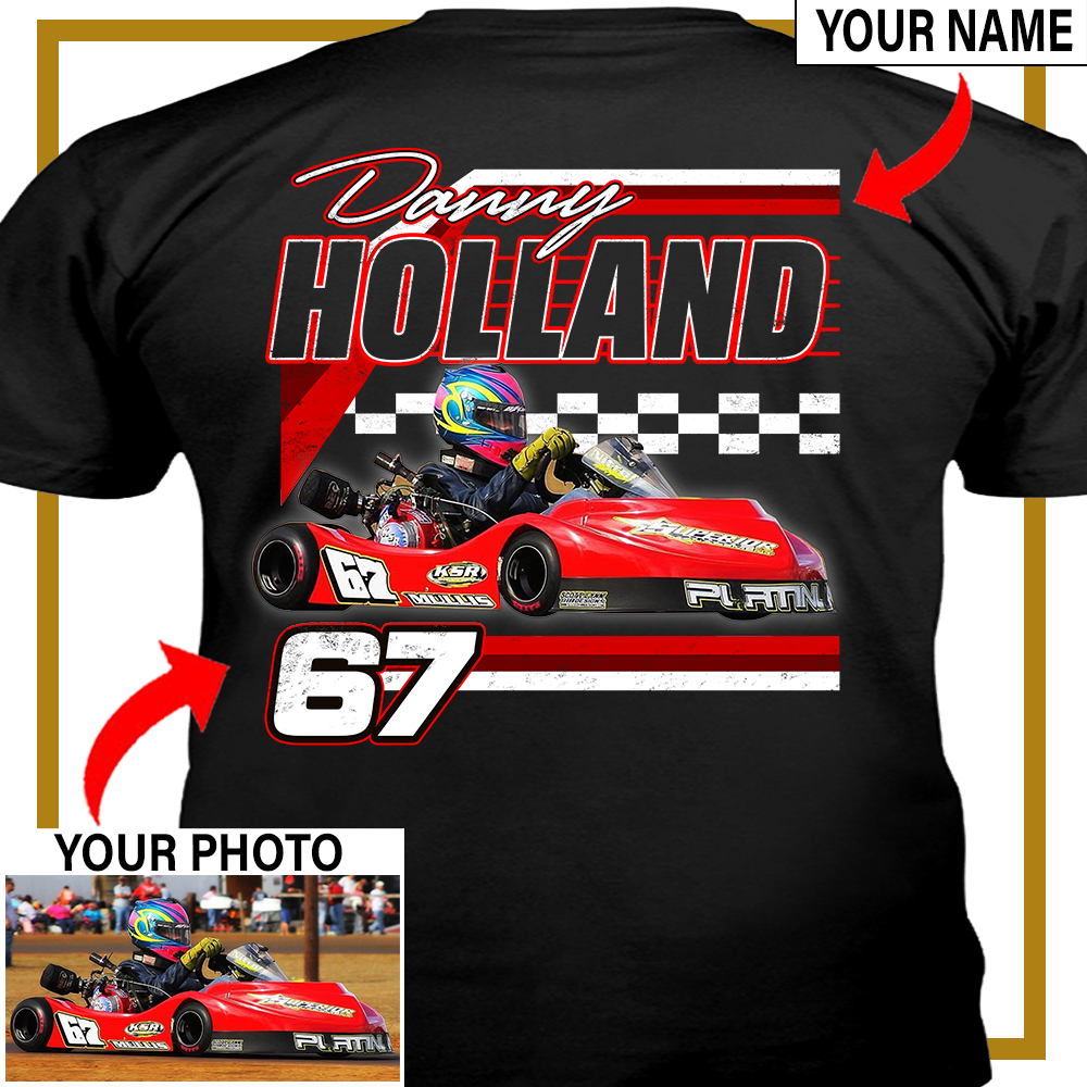 Dirt Track Racing Custom Photo, number name T-shirt