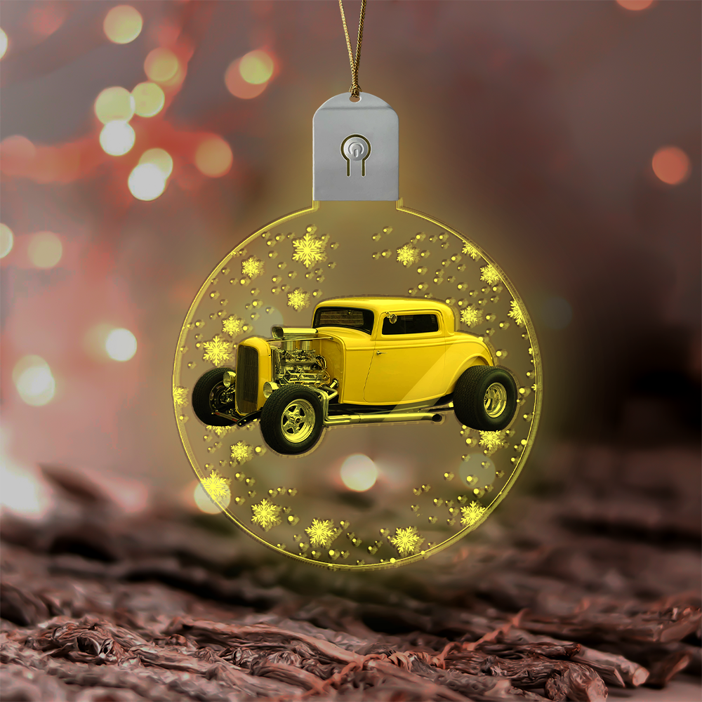 Personalized Photo Hot Rod Led Ornament, Hot Rod Christmas tree decor ...