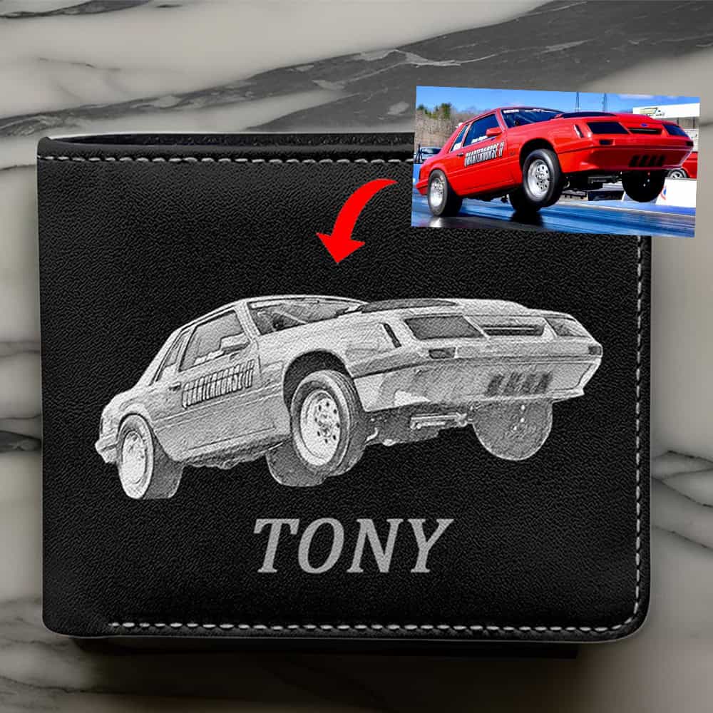 Drag Racing Personalized Photo & Name Printed Leather Bifold Men Wallet ...