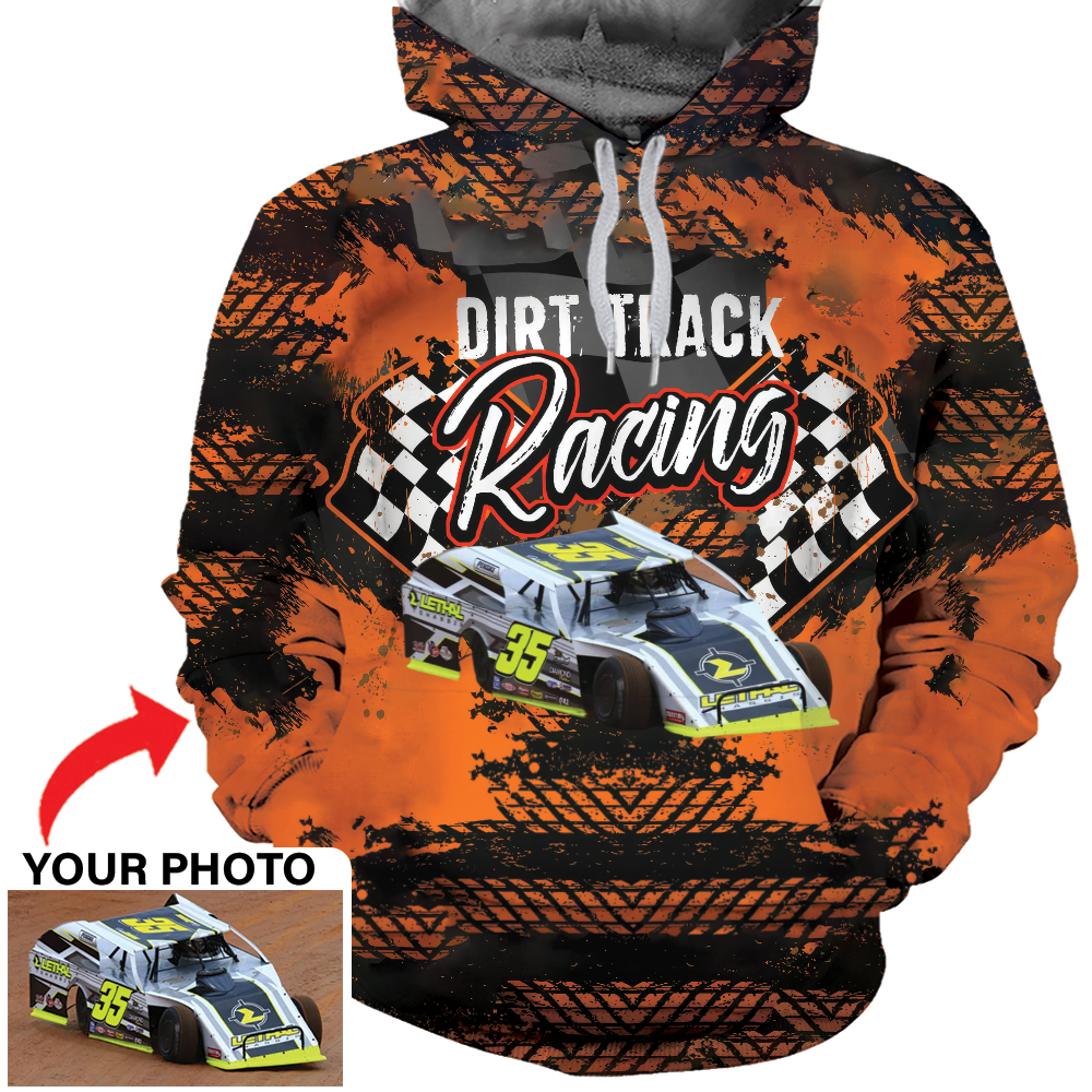 Sweatshirt Back Racing Graphics Dirt Track Racing Custom Photo All-Over-Print Hoodie Sweatshirt (BK467 ...