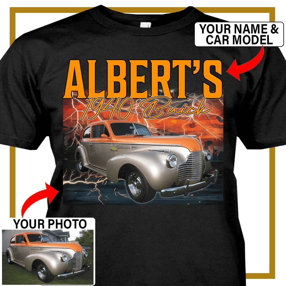 Hot Rod Custom Photo, name and car model T-shirt, classic car