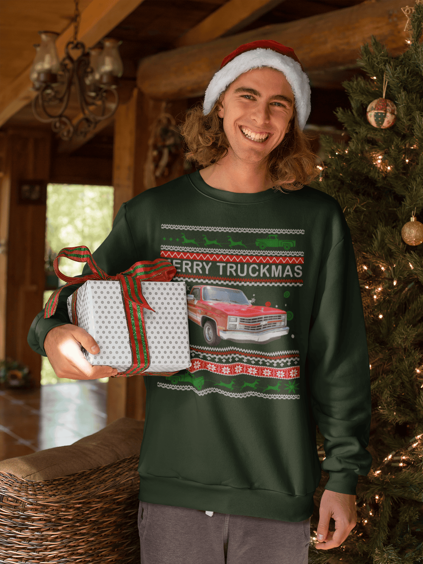Shirt Sweater With Red Truck And Christmas Tree Classic Truck