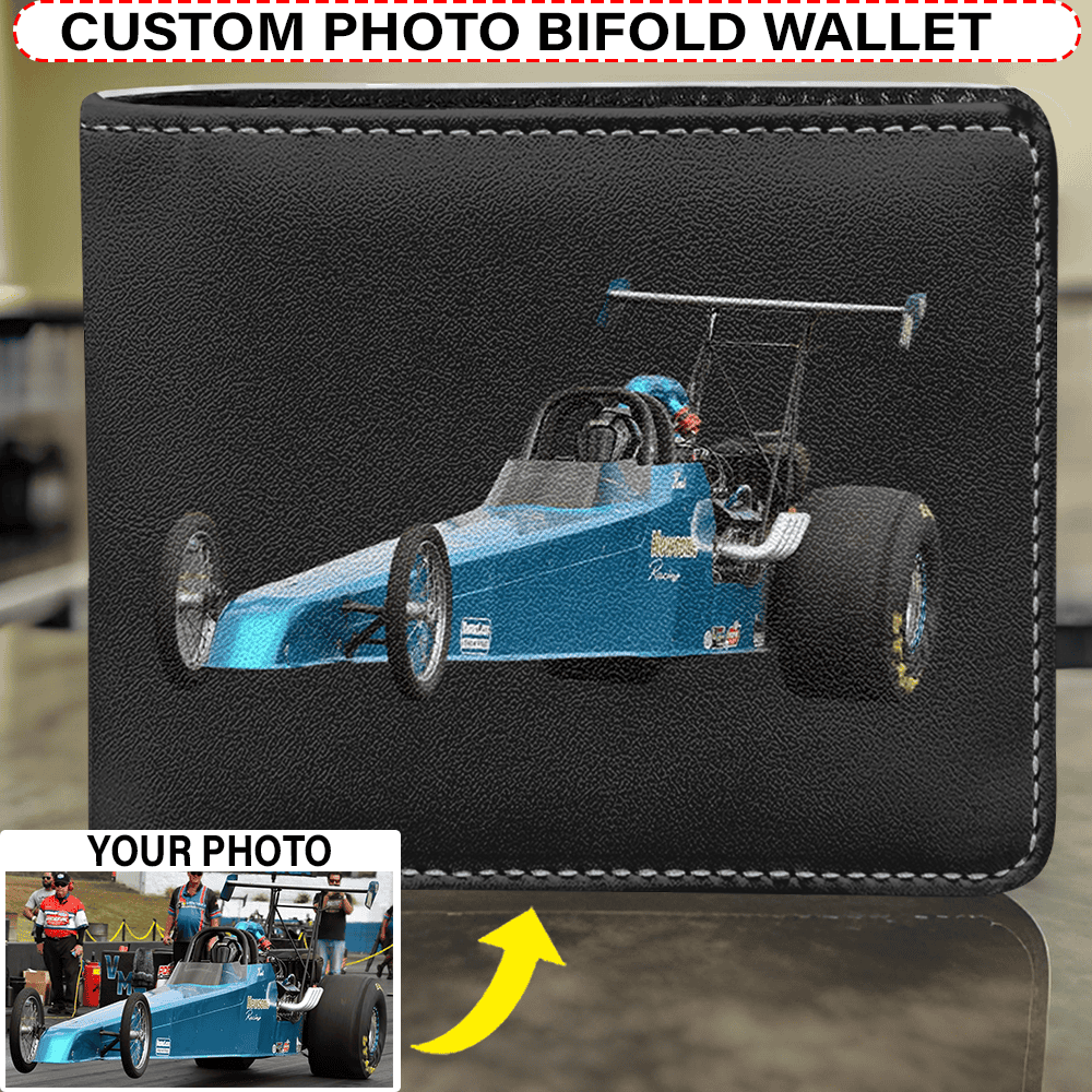 Drag Racing Personalized Leather Men Bifold Wallet, Custom Photo Drag ...