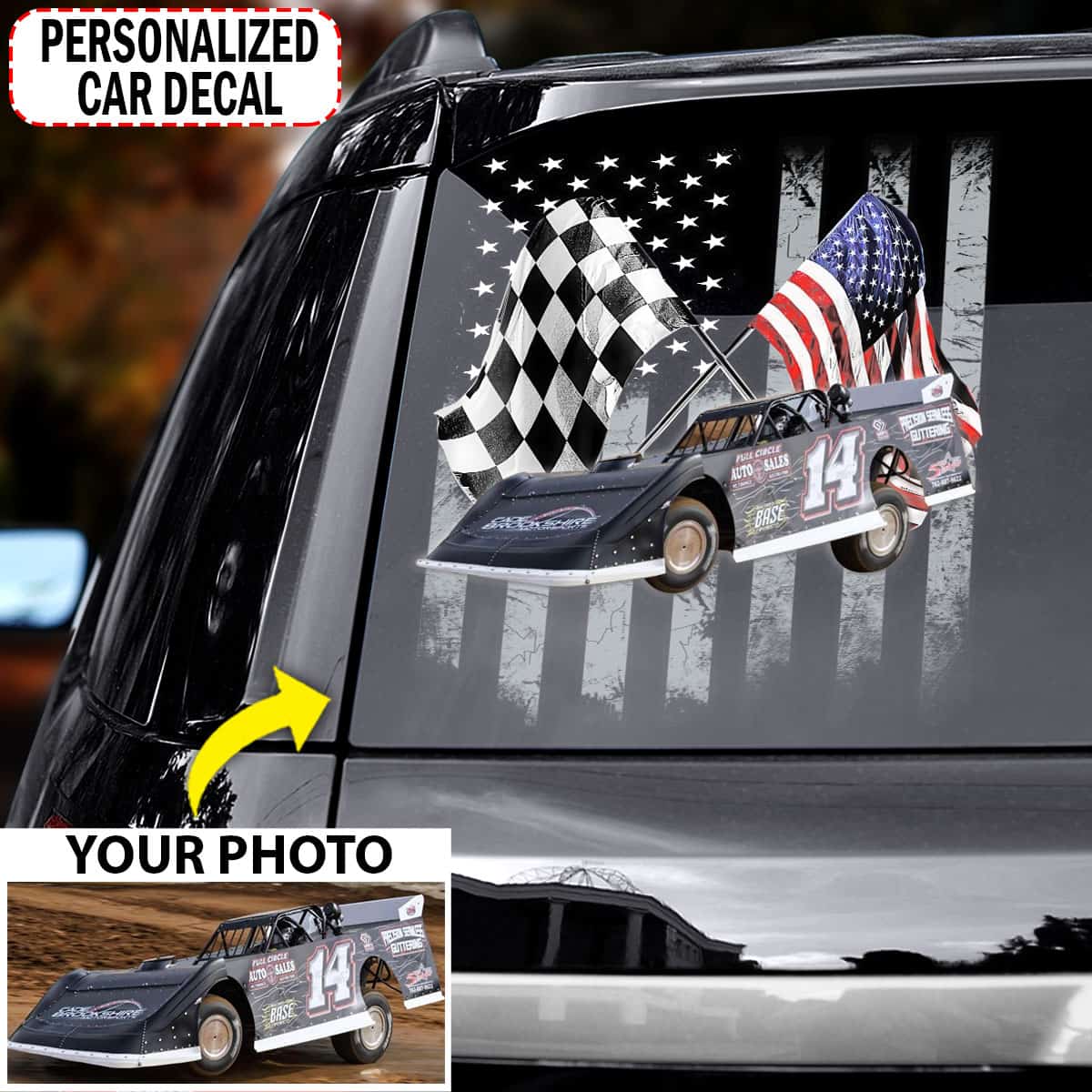 Dirt Track racing Personalized Transparent Vinyl Car Decal, Dirt Track ...