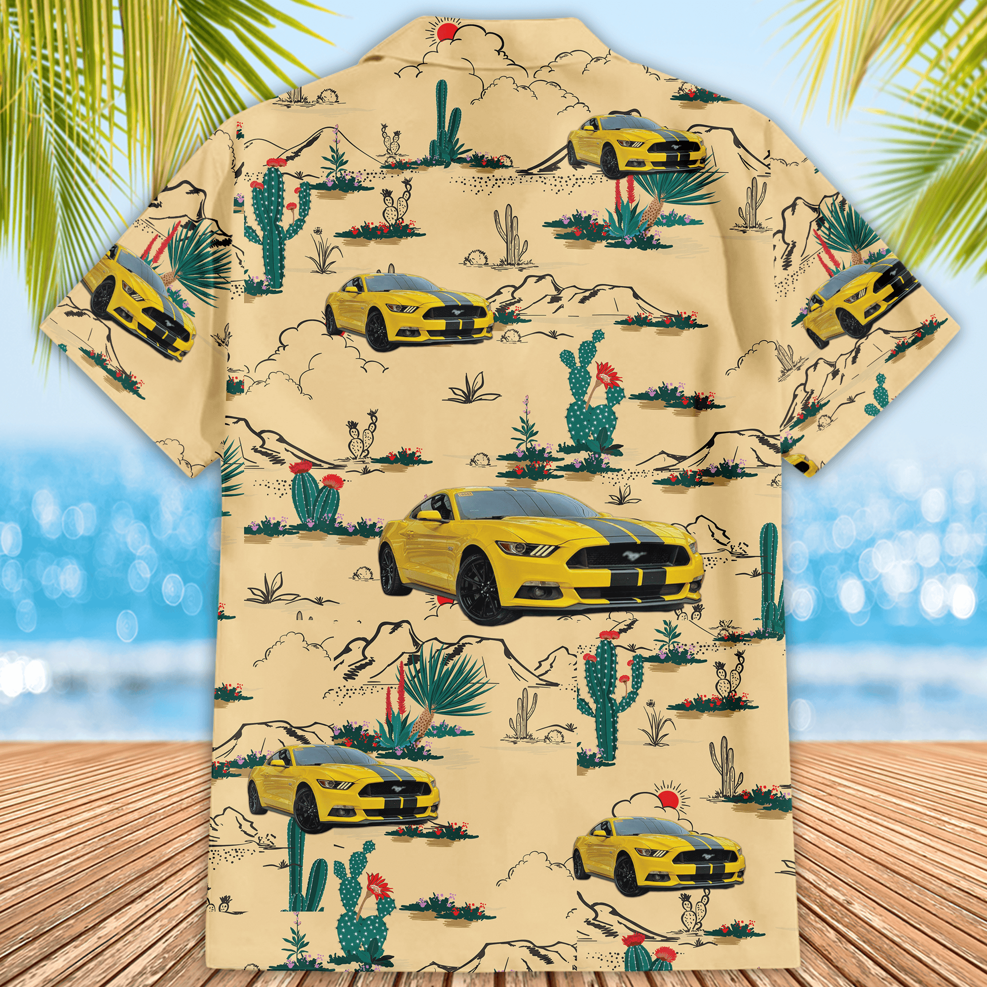 Personalized Mustang Hawaiian Shirt, Custom photo Mustang Aloha