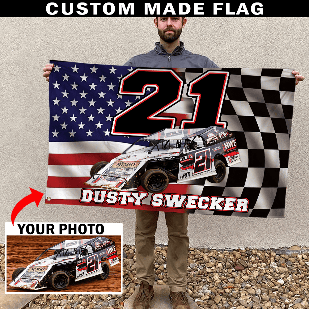 Personalized Dirt Track Racing Flag, Sprint Car Racing custom photo ...