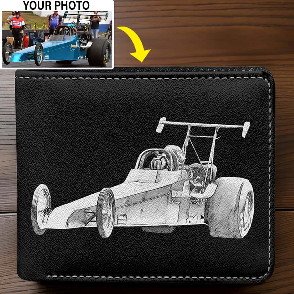 Drag Racing Personalized Photo Printed Leather Men Bifold Wallet; funny ...